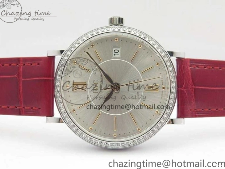 MIROTIME 0317 Portofino Automatic 37 SS M+F 1:1 Best Edition Silver Dial RG Markers on Red Crocodile Strap A Reliable 7154
